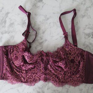 Victorias Secret Bra 32B Push Up Without Padding Purple Lace Underwire